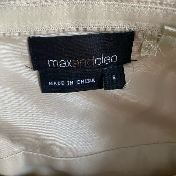 Max &‎ Cleo Champagne Strapless Sheath Dress Sz 6 - Picture 7 of 9